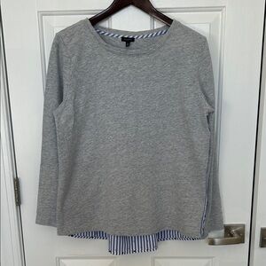 Talbots Gray Sweatshirt with Blue Striped Hem